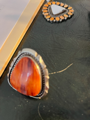 Native American Signed ES Ring Spiney Oyster